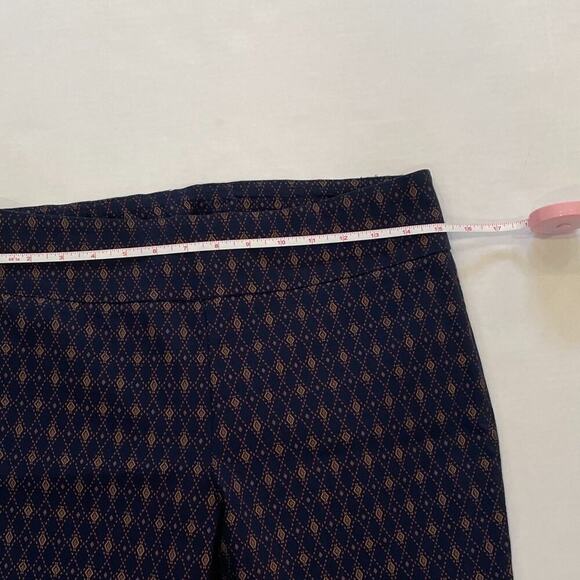 Orvis Navy Geometric Print Stretch Pull On Mid-High Waist Straight Leg Pant, 10 - Picture 6 of 8